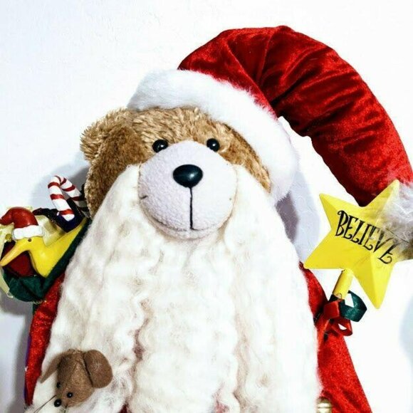 Quacker Factory Teddy Bear Santa With List Christmas Sack 26" Plush Figure - Picture 5 of 11